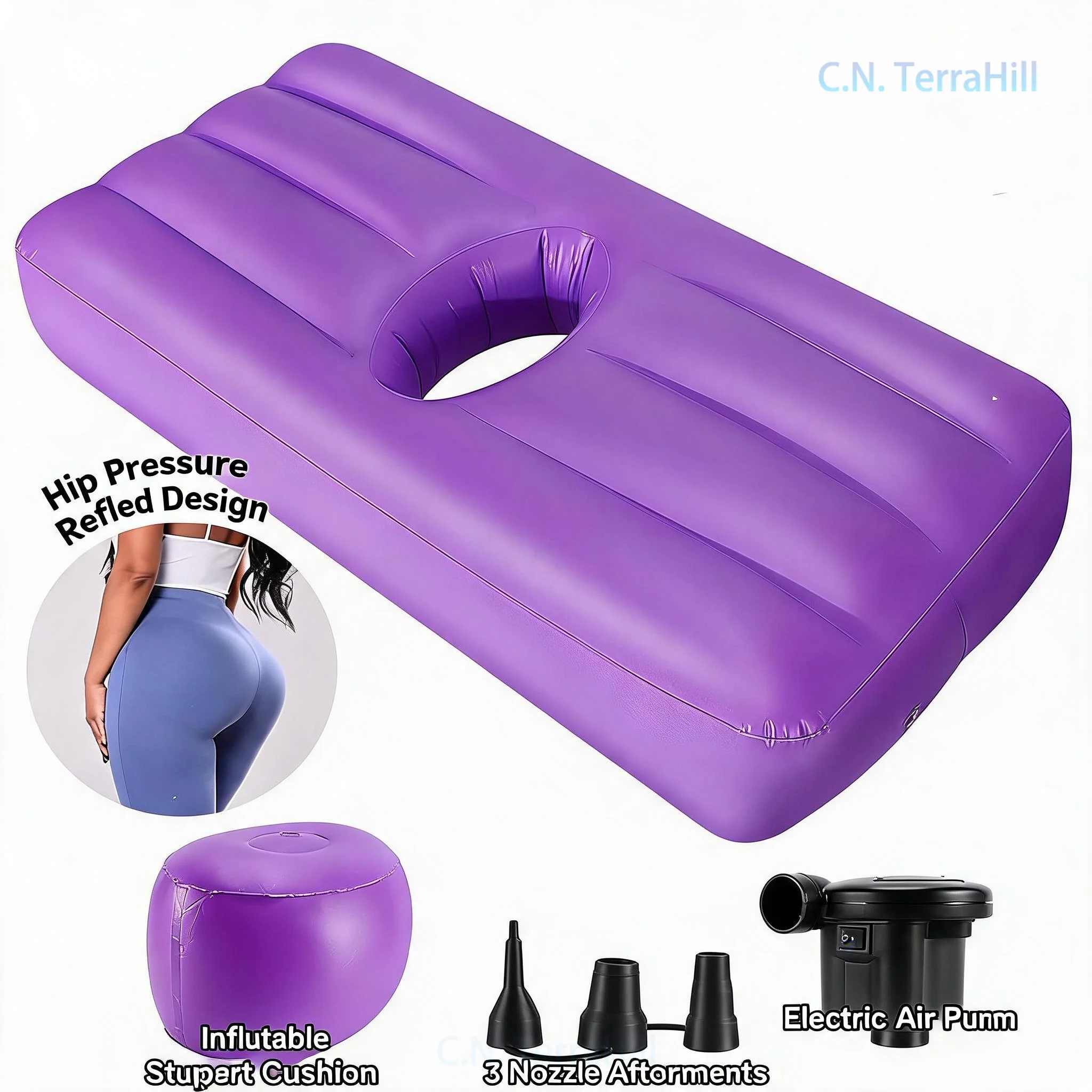 Inflatable Butt Lifting Cushion for Sleeping Post-Surgery Pregnancy Brazilian Hip Lift Pillow with Air Pump