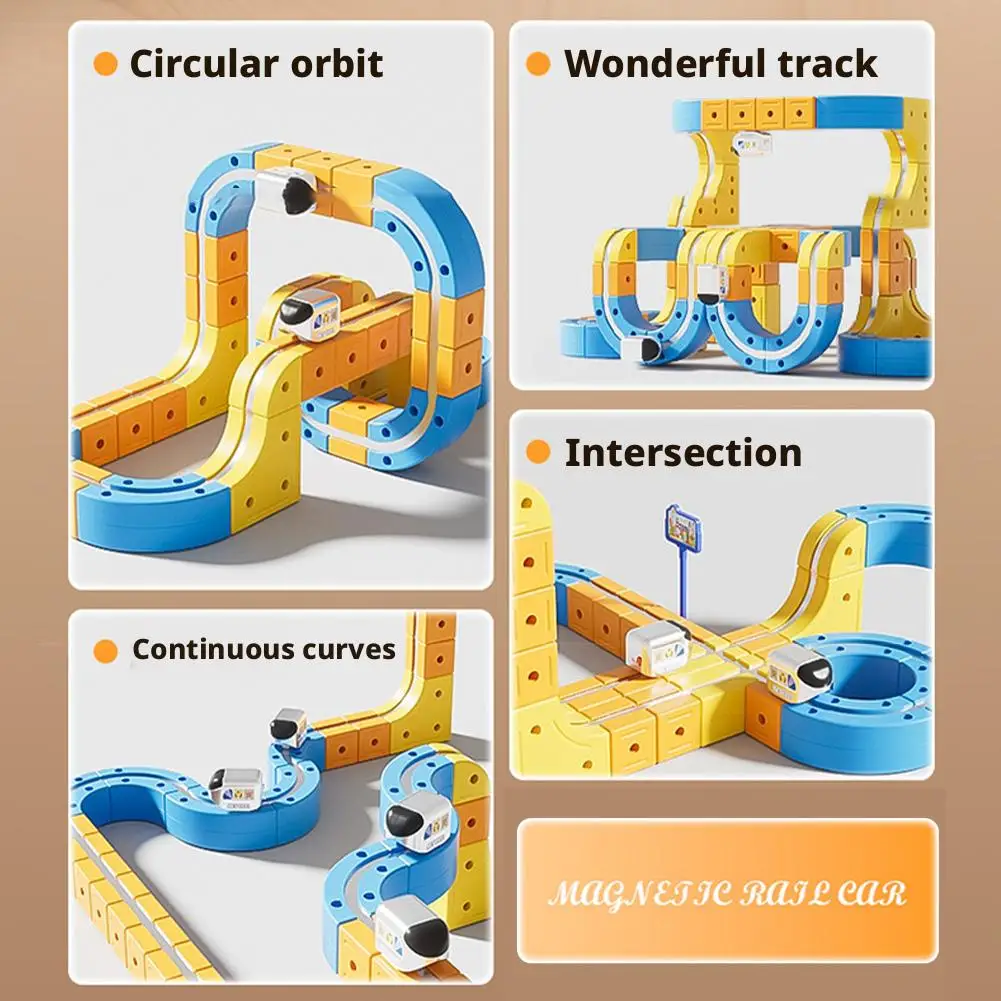 子供用磁気レールカー キューブおもちゃ DIY 積み木 知育玩具 マジカルトラック トレイン 組み立て キッズ 誕生日プレゼント