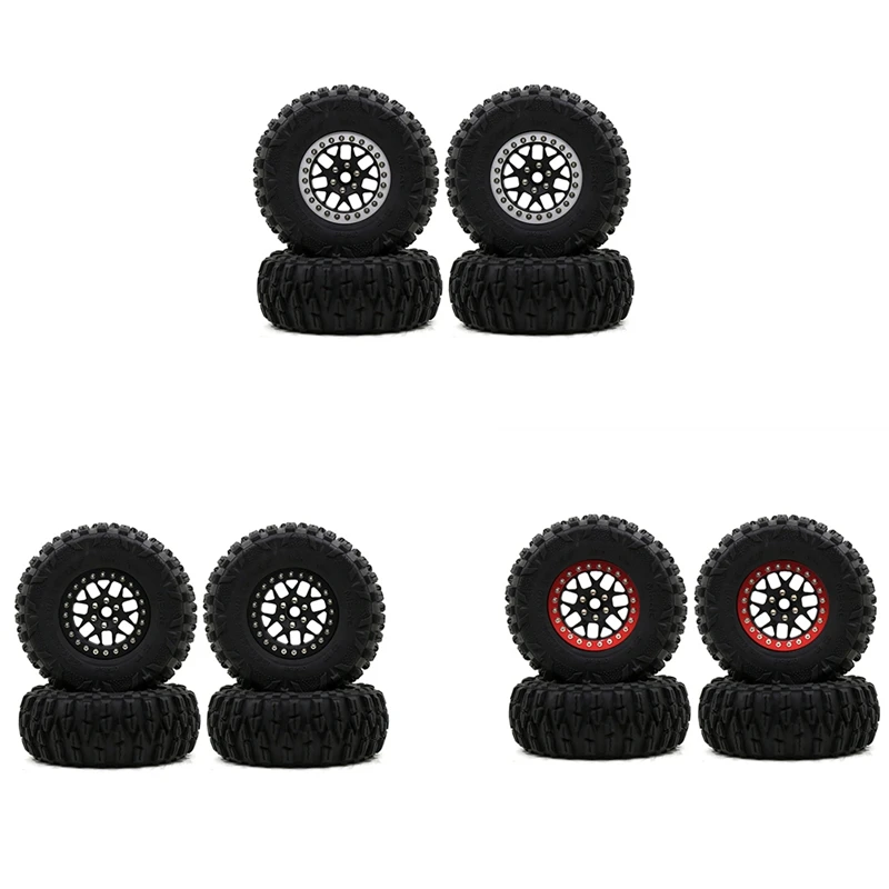 4Pcs Metal 2.2 Beadlock Wheel Rim Tires Set For 1/10 RC Crawler Car Axial SCX10 RR10 Wraith 90048 YETI Traxxas TRX-4