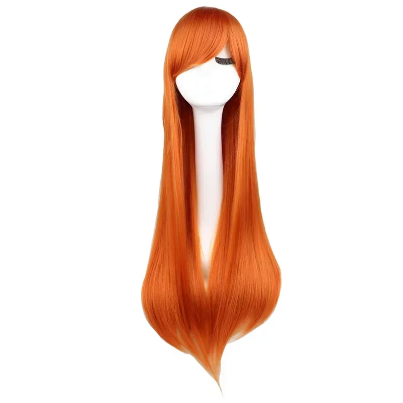QQXCAIW 80cm Long Straight Cosplay Wig Women Anime Costume Party Black Red Ombre Heat Resistant Synthetic Hair Wigs