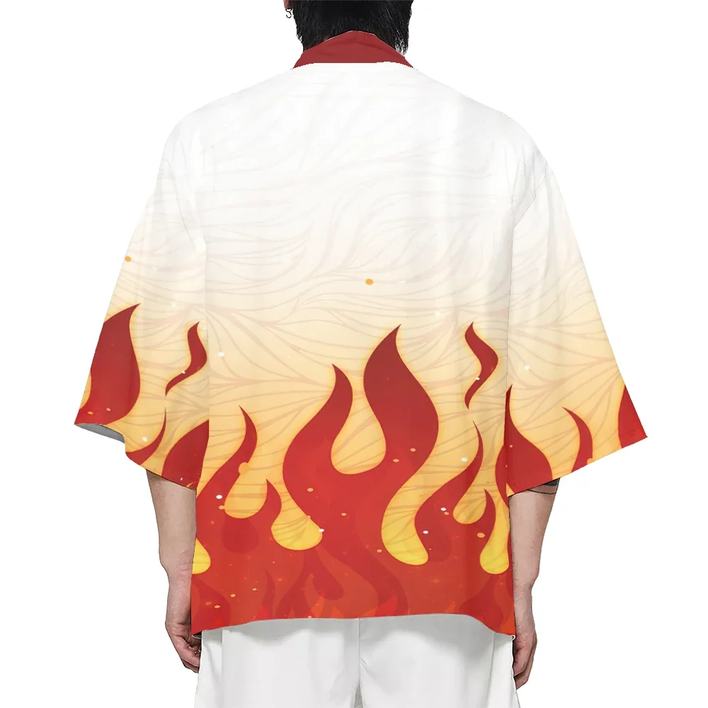 ثوب الكيمونو الياباني الرجال والنساء أنيمي تأثيري ازياء لهب رمز المراهقين سترة عباءة الهانبوك منامة 2025 الملابس التقليدية الجديدة