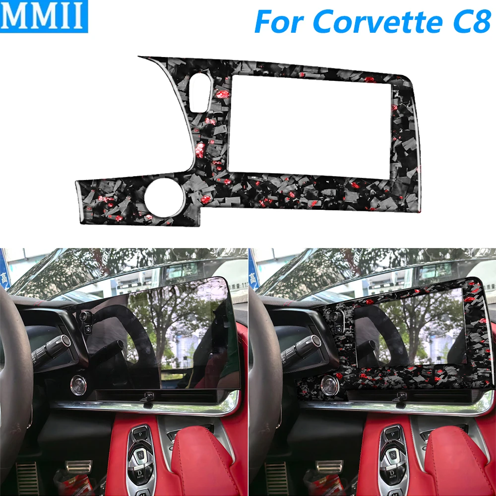 

For Chevrolet Corvette C8 2020-2025 Forged Carbon Fiber Central Control Navigation Screen Panel Cover Car Accessories Sticker