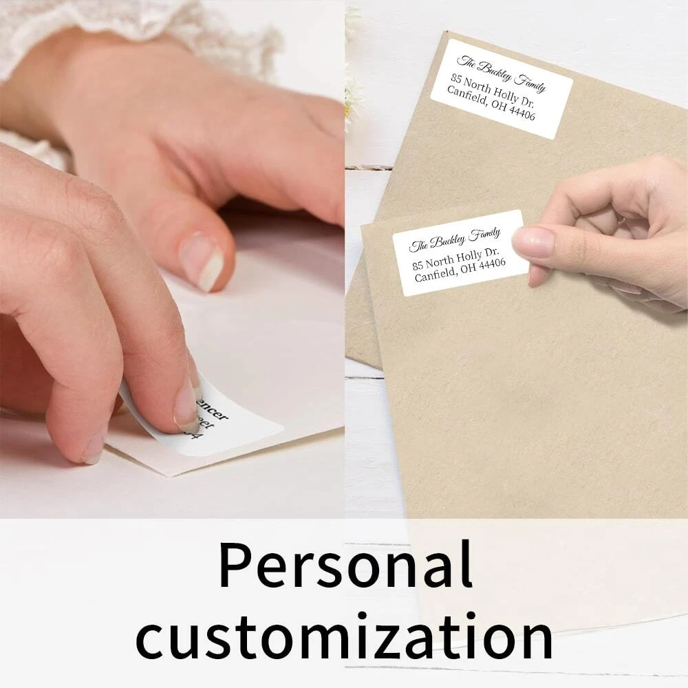 Пользовательские белые персонализированные адресные наклейки с обратным именем, самоклеящиеся плоские прямоугольные наклейки для спины в школу, офиса, дома, подарки для семьи