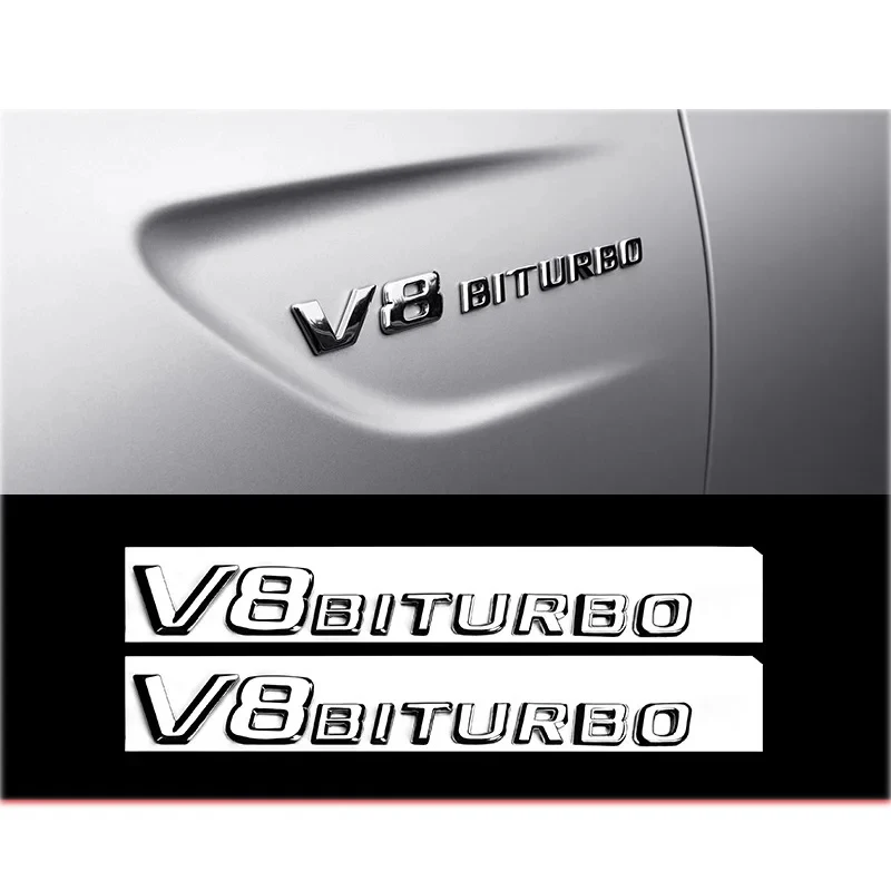 Universal Car Fender Emblem Badge V8 BITURBO 4MATIC+ For Mercedes Benz W220 W201 W222 W204 W176 W124 W212 W213 W177 Accessories