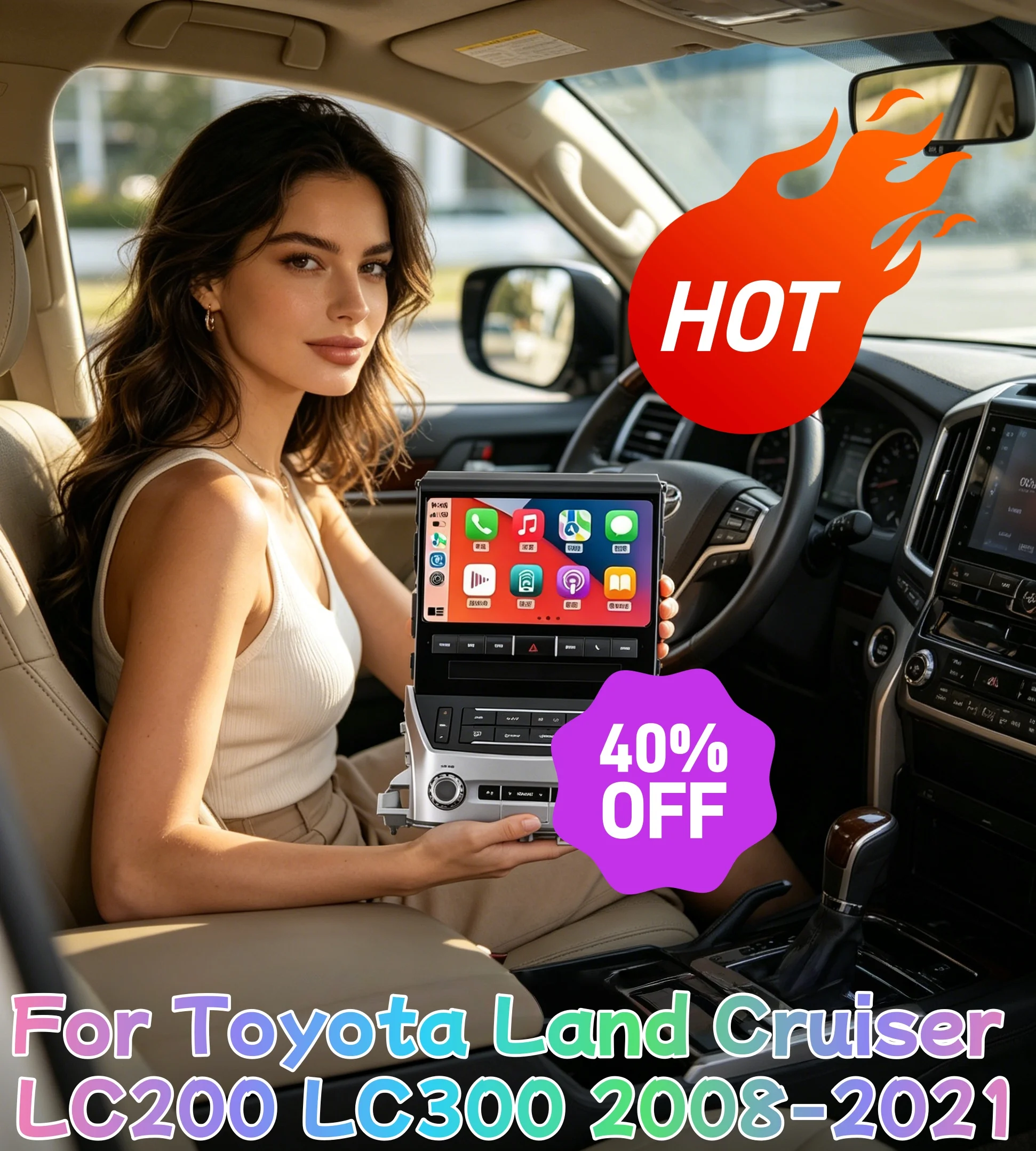 10 inch Screen Android 14 Auto Car Radio For Toyota Land Cruiser LC200 LC300 2008-2021 Carplay GPS Multimedia Stereo Player Head