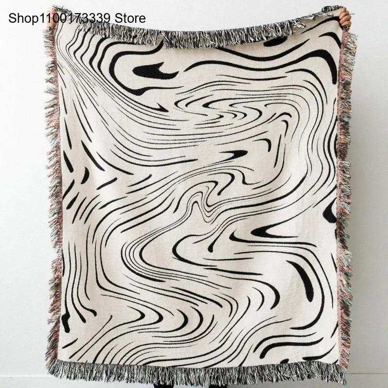 Living Room Lounge Simple Tassel Water Ripple Home Leisure American Countryside Sofa Decorative Tapestry