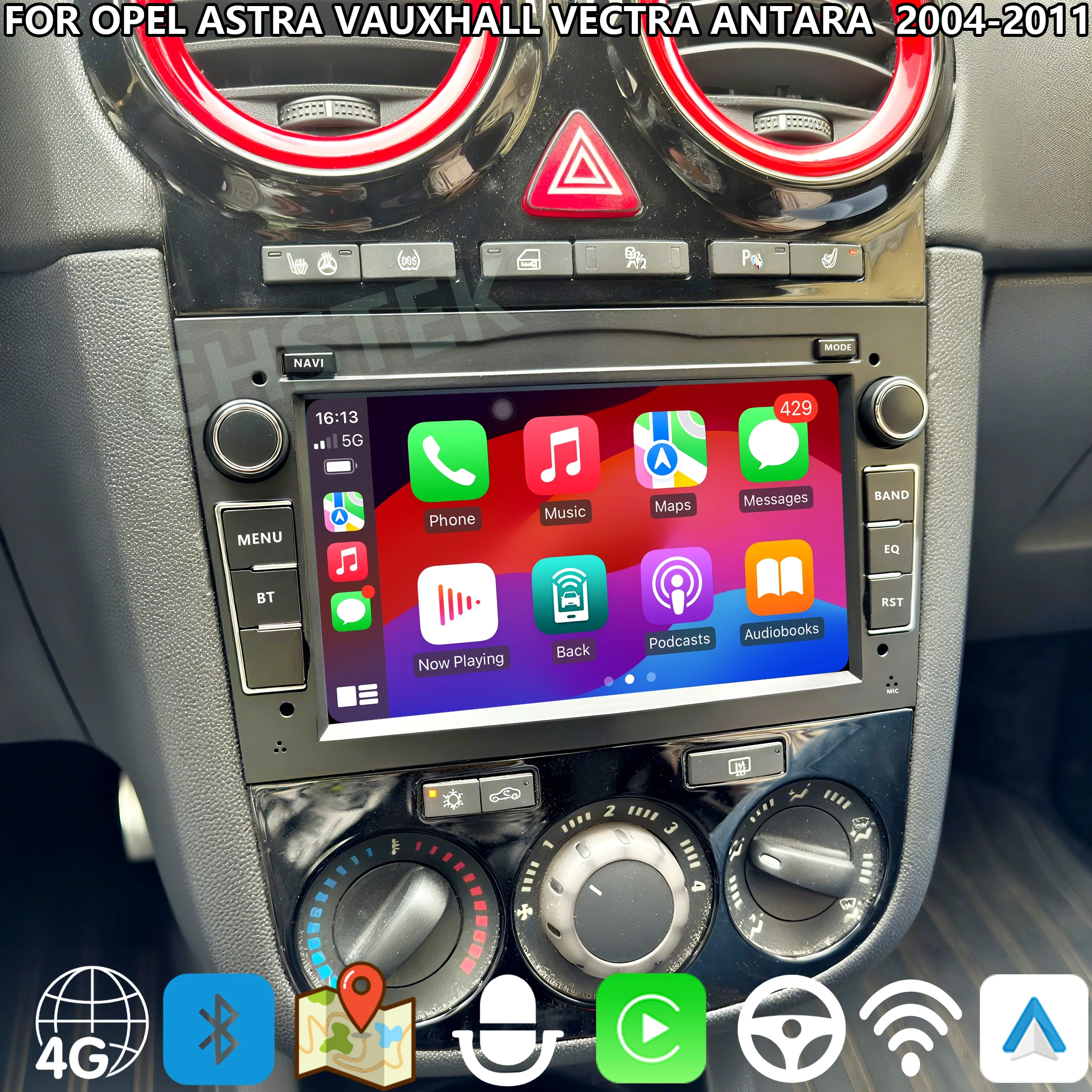 Car Radio Android 14 For Opel Astra Vauxhall Antara Vectra Combo Corsa 2004-2011 Wireless Carplay Multimedia 4G GPS WIFI Monitor
