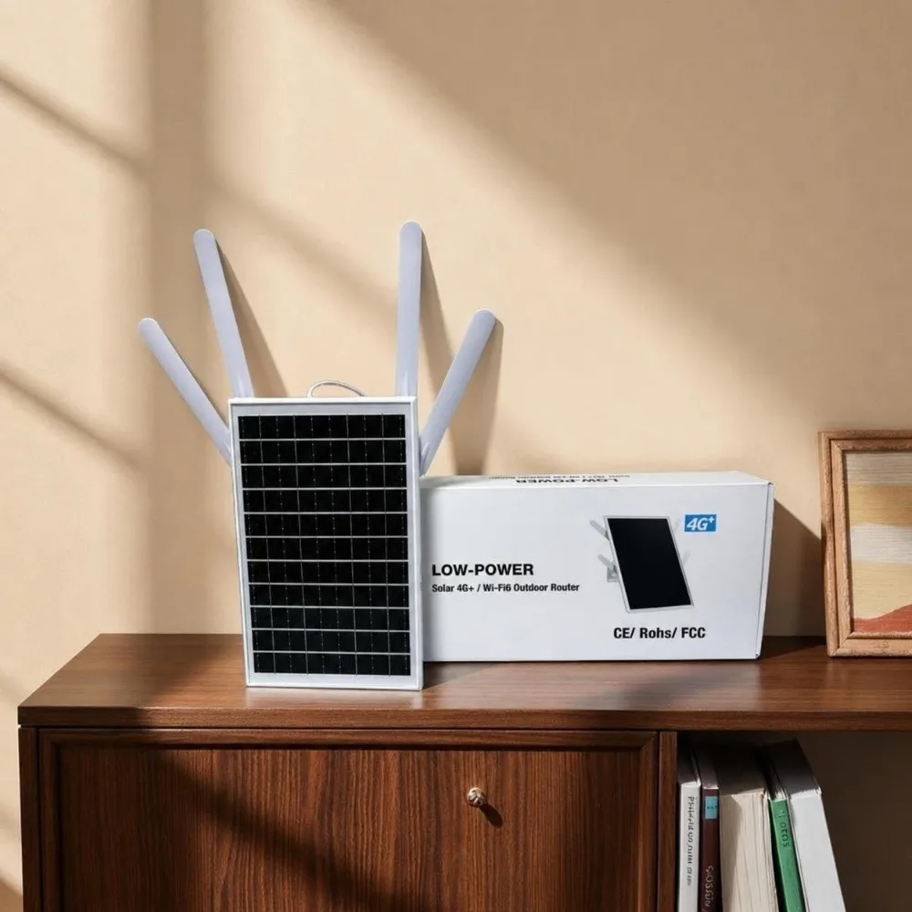 Waterproof 4G WiFi6 Solar Router Long Range 600Mbps Solar Modem Router 18000mAh RJ45 WiFi6 CPE Router Remote Monitoring