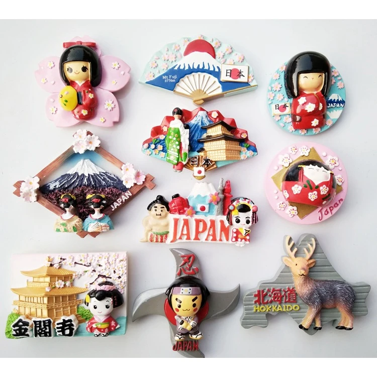 Fridge Magnet Decor Japanese tourist souvenir lucky cat Tokyo Fujiyama Kinkakuji magnetic stickers resin refrigerator stickers