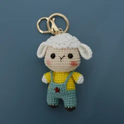 Cartoon Animal Series Knitting Doll Keychain Wholesale Cute Rabbit Sheep Doll Handmke Crochet Keychain Gifts Custom Accessories