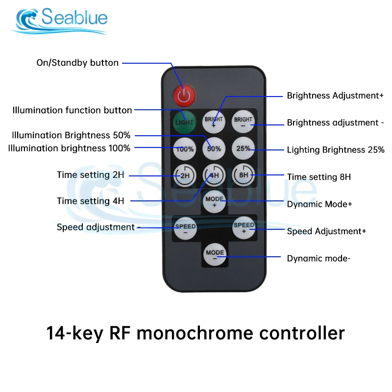 DC 5-12V 14 Keys Monochrome Controller Intelligent DC Head RF Timer Running Light Strip Controller Led Dimmer Controller