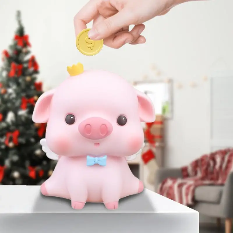 Universal Money Bank Saving Pot For Home Angel Pig Shape Decorative Savings Box Money Bank Mini Safe Coin Cash Saving Money Box