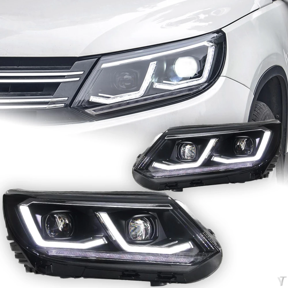 Car Front Headlights for VW Tiguan 2013-2016 LED Headlight Porjector Lens DRL Angel Eye Head Lamp Signal Auto Accessories 2PCS