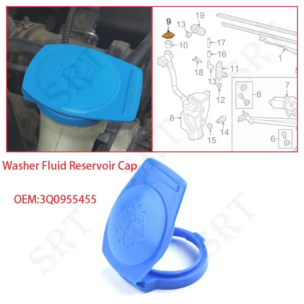 Auto Parts 3Q0955455 For Porsche Cayenne 92A Macan 95B 2014-2018 Car Windshield Wiper Washer Fluid Reservoir Tank Bottle Pot Cap