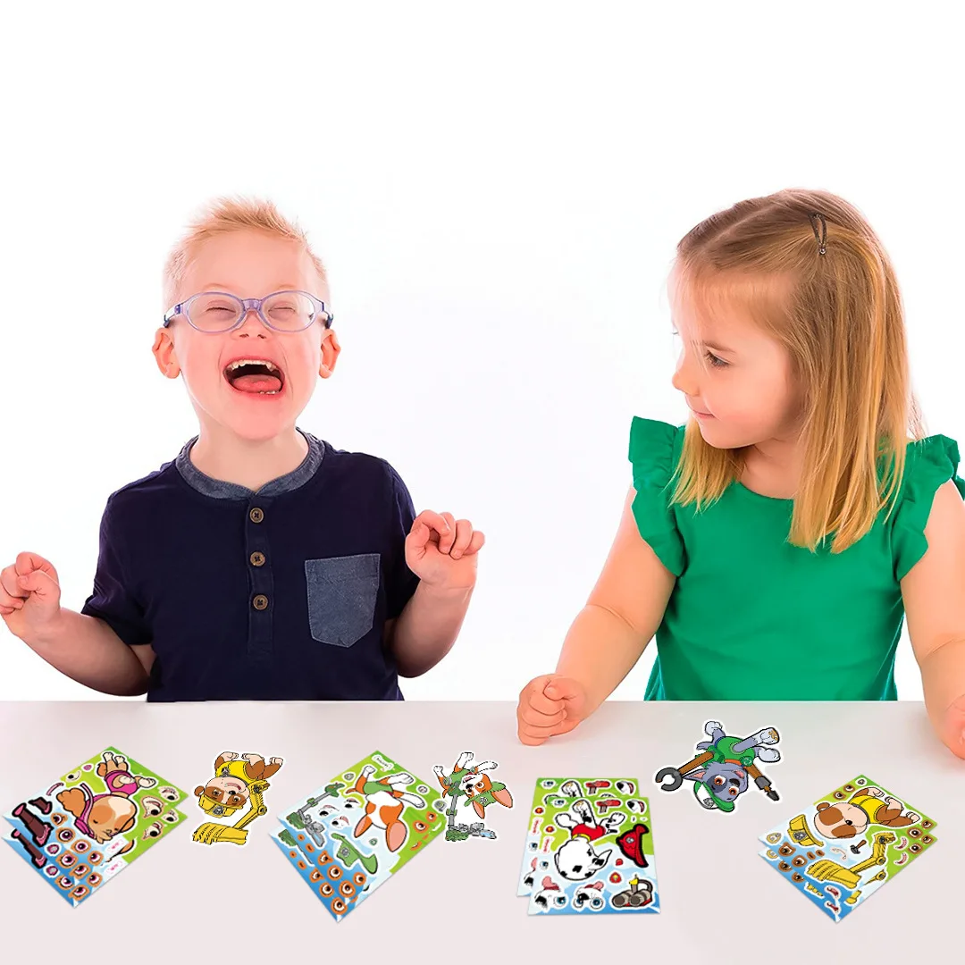 8/16 ورقة جعل وجه باو دورية لغز ملصقات الكرتون لتقوم بها بنفسك رايدر تشيس تجميع بانوراما الاطفال لعبة الأطفال الأولاد لعبة حفلة هدية #6