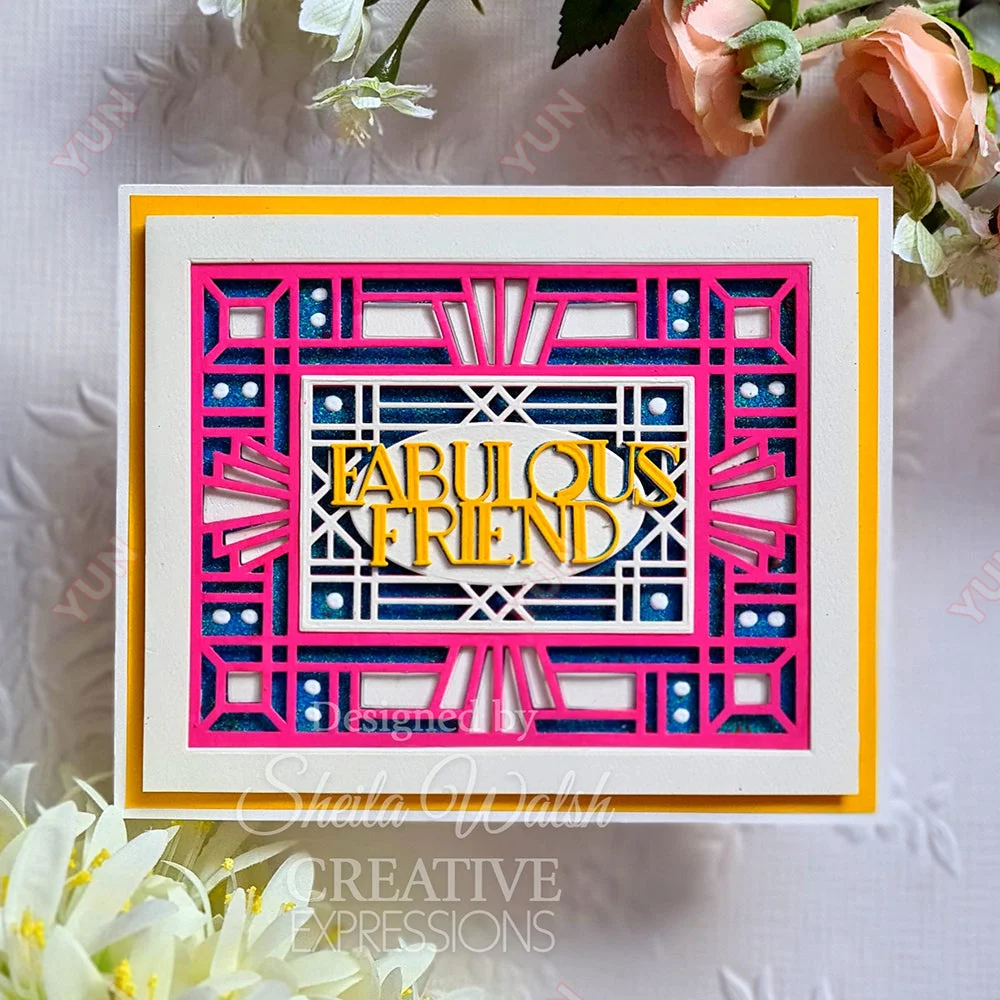 Rosette Birthday Wishes Ornate Labels Fabulous Friend Oval Frame Metal Cutting Dies for DIY Scrapbooking Handmade Greeting Cards