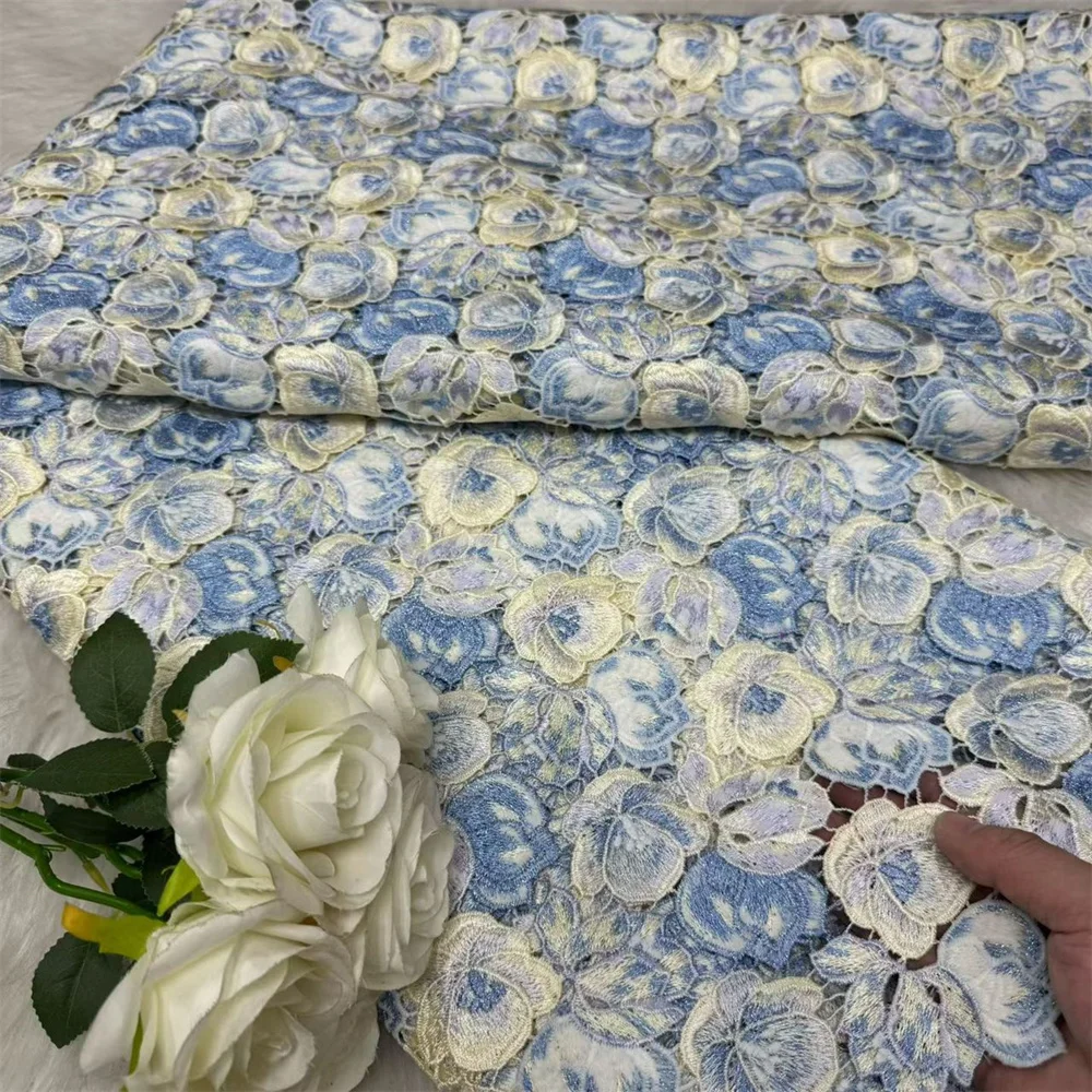 African Chiffon Lace Fabric 2025 High Quality Lace Material Rose Red Nigerian French Lace Fabric for Women Wedding Party H136-1