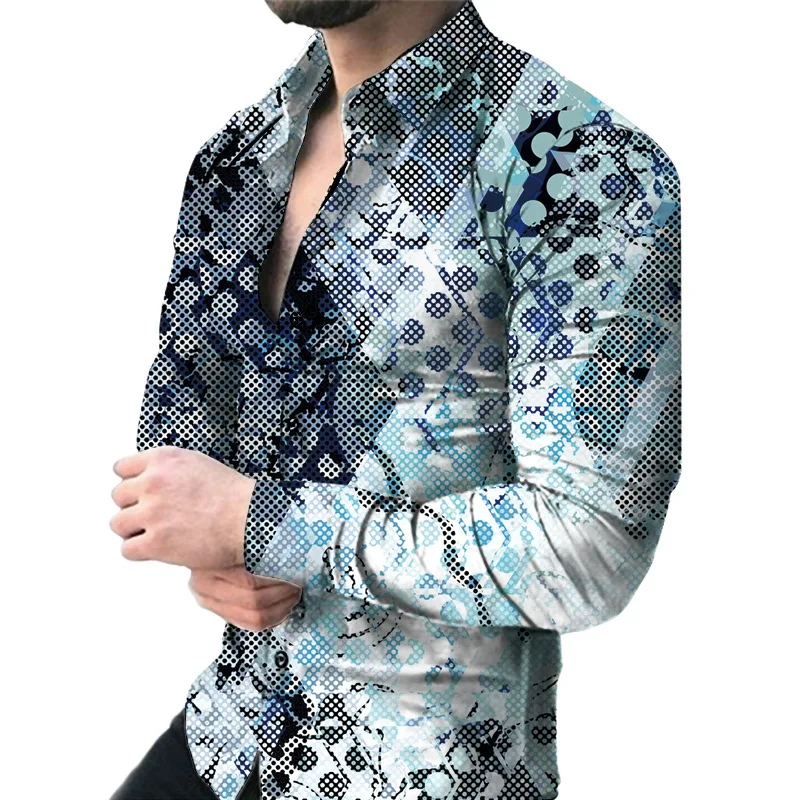 

Men's Cardigan Spring 2023 3D Print Casual Long Sve Collared irt Comfortable Breathable Soft Material Floral Pattern