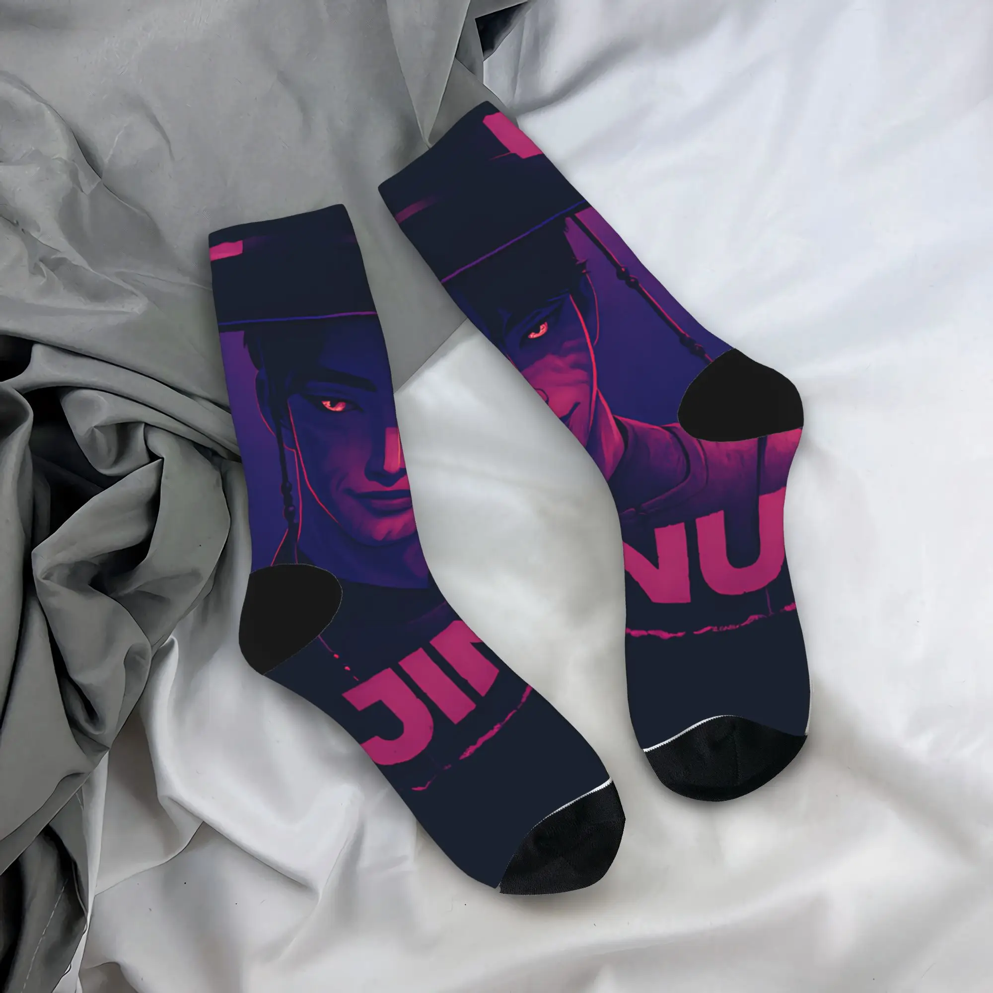 

Saja Boys Jinu KPop Demon Hunters Socks Custom Stockings Anti Skid Men Socks Soft Breathable Autumn Casual Cycling Socks