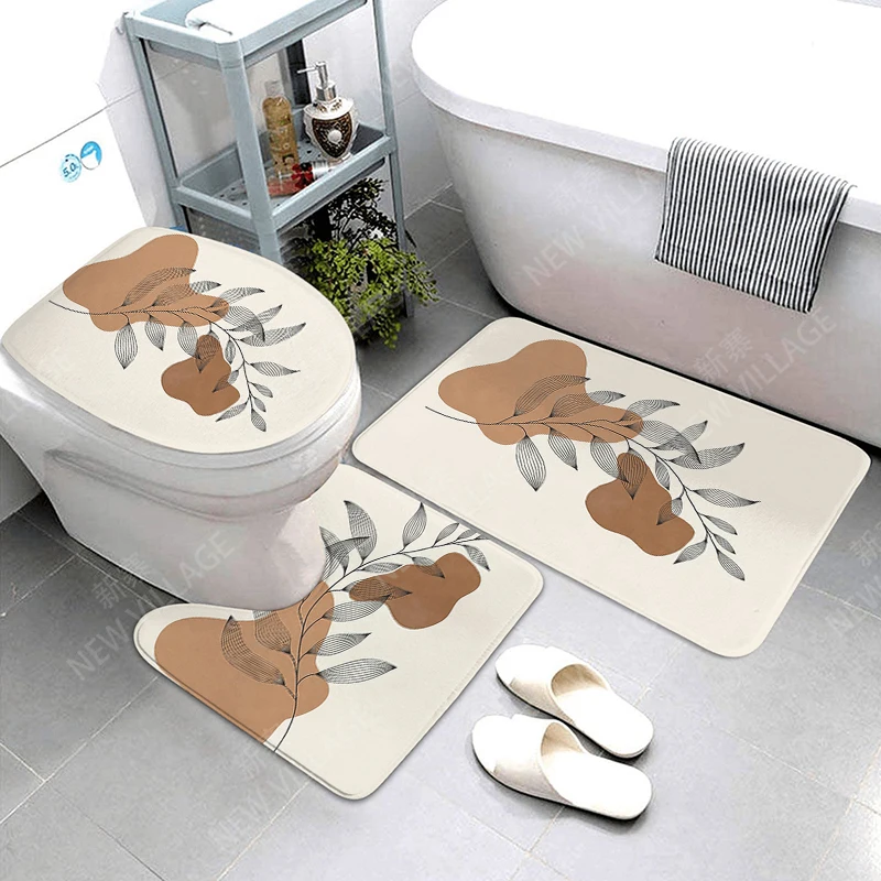 Anti-slip Bath Mat Bathroom Rug Shower Mat Decorative Absorbent Foot Mat Entrance Bathtub toilet rug boho Nordic plant leaf