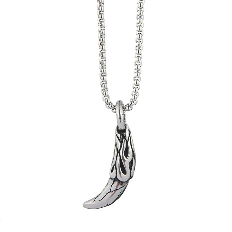 

2025 Wolf Tooth necklace, men's titanium steel pendant, retro and trendy, student couple titanium steel pendant jewelry