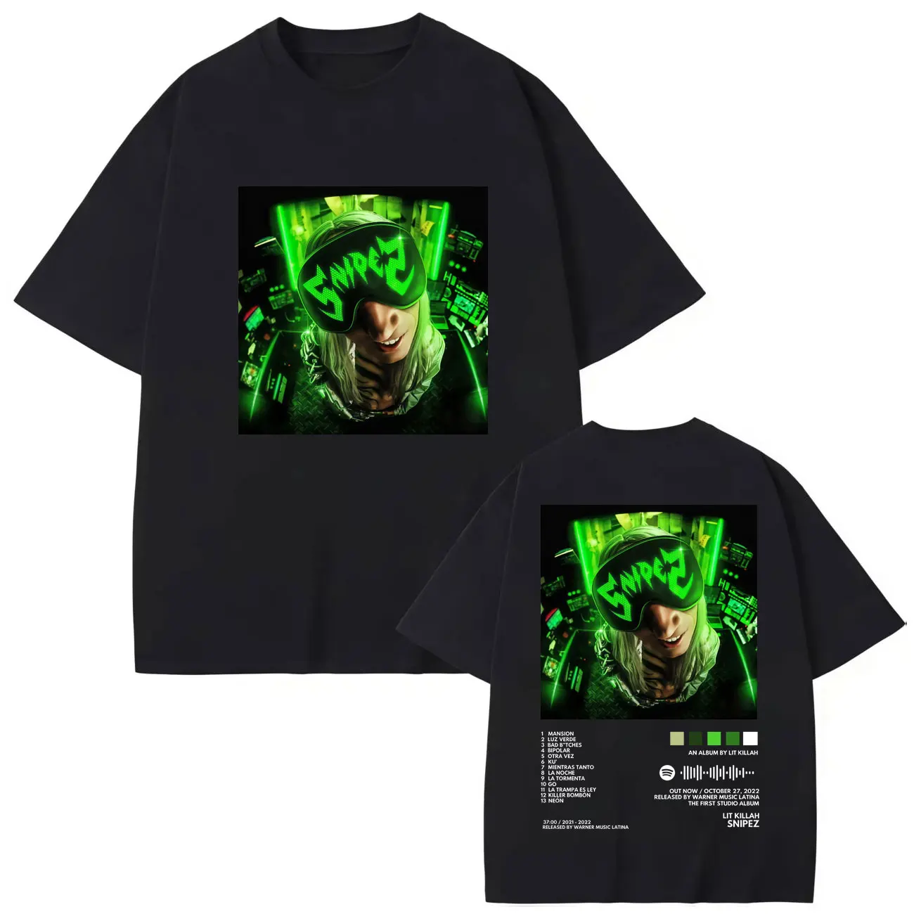 

Rapper Lit Killah Album Double Sided Graphic T Shirts Hip Hop Fashion Short Sleeve T-shirt Men Women Casual Oversized T-shirts
