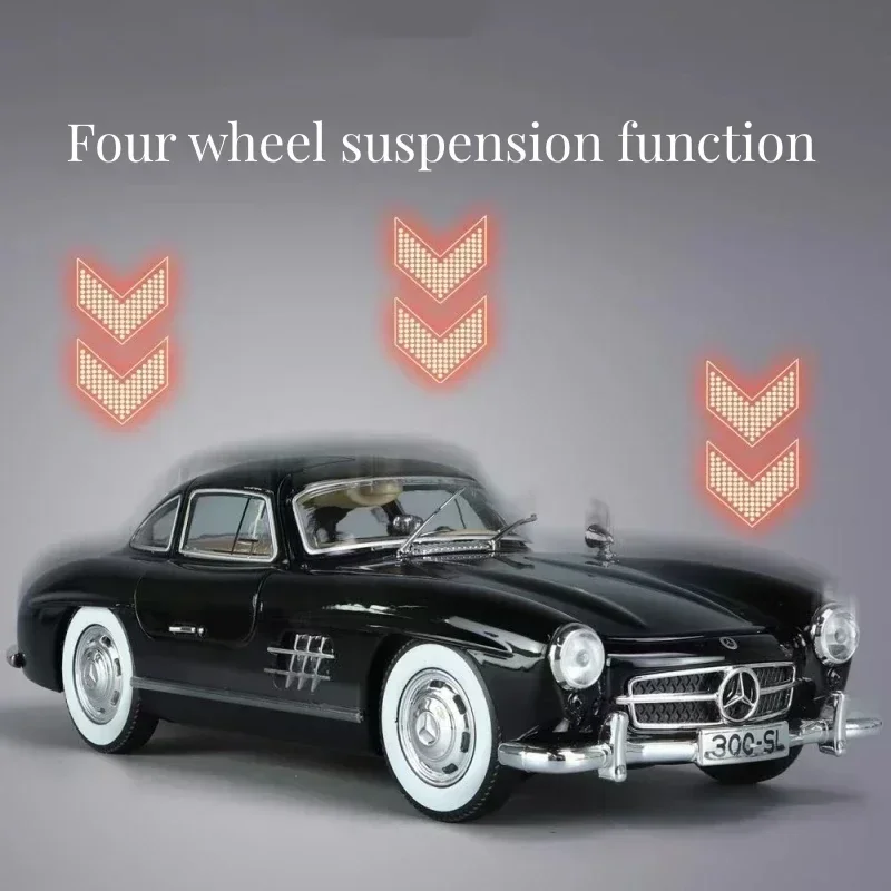 1:24 Mercedes Benz 300SL Legierung Klassisches Oldtimer Modellauto Modell Druckguss Metall Zurückziehen Sound Licht Auto Modische Ornamente