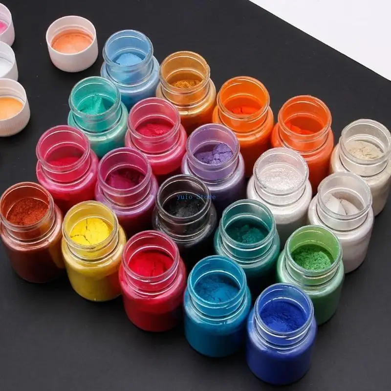

X7XB 24 Colors Cosmetic Grade Pearlescent Natural Mica Mineral Powder Epoxy Resin Dye Pearl Pigment