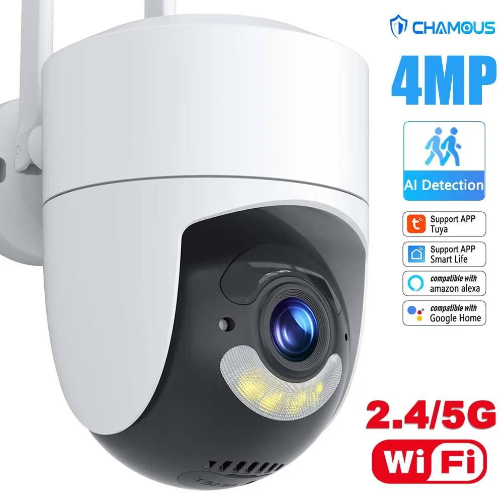 

2k 4mp Wifi Ip Camera Outdoor 2.4g 5g Wifi Surveillance 360 Mini Security Camera Alexa Google Home Onvif Video Monitor