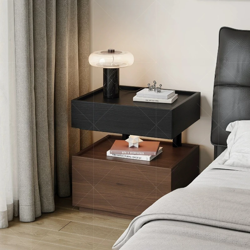 Dark Wood Lamp Nightstands European Corner Minimal Mid Century Modern Nightstands Space Saving Mesa Cabeceira Korean Furniture