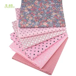 Chainho,Printed Twill Weave Cotton Fabric,Patchwork Cloth,DIY Sewing Quilting Material,Pink Floral Series,2 Specification,CC048