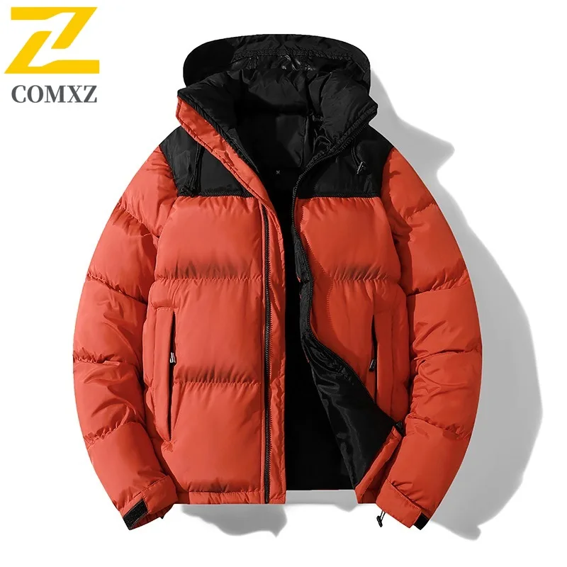 COMXZ الرجال الخبز سترة اللون حجب خفيفة الوزن التزلج السفر وسيم الحشو معطف 2025 التخييم الدافئة سميكة جواكت شتوية