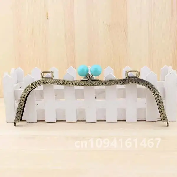 1PCS 8.5 26cm Candy Bead M Shape Embossed Antique Bronze Big Metal Purse Frame Bag kiss clasp Handle DIY Accessories