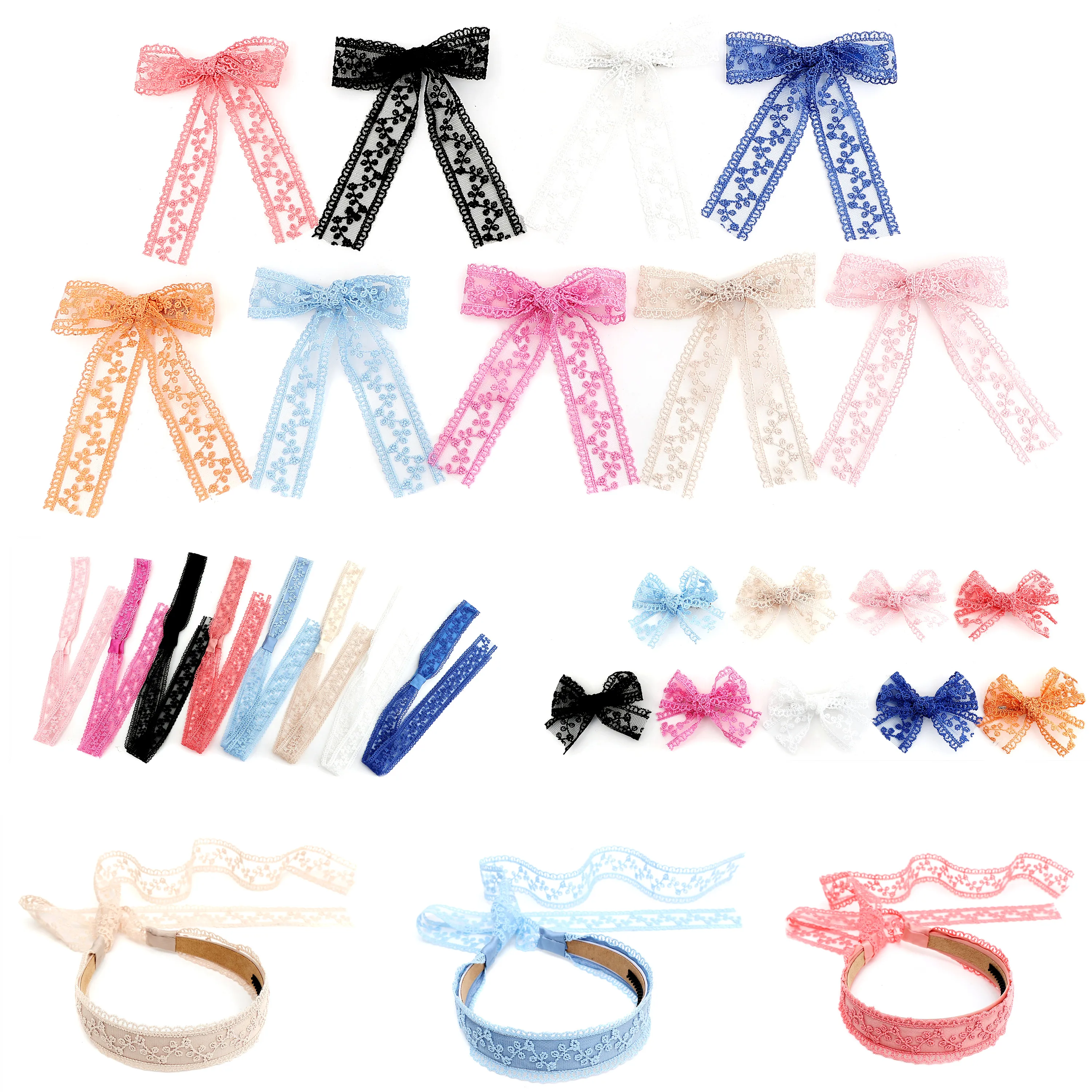 Fashion Floral Ribbon tie band Hairband Colorful Elegant Dressy Hairbow  Hair Accessories