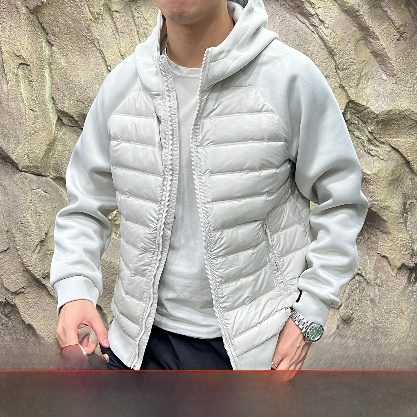 

Line! Full Prure down Jaet! Winter Lightweight Hooded Outdoor Du down Vest! Splicing Proc! Ci Casual Sle!