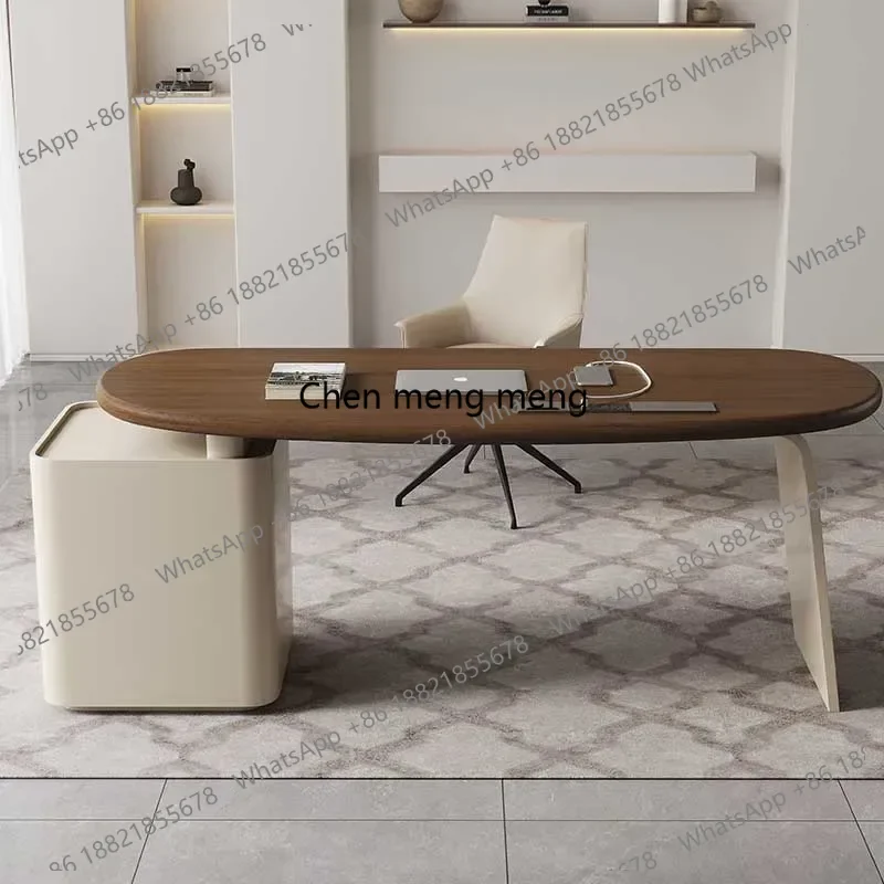

Wide Gaming Computer Table Desk Brown Modern Writing Home Computer Table Study Shelf Wooden Executive Mesa Computador Furniture