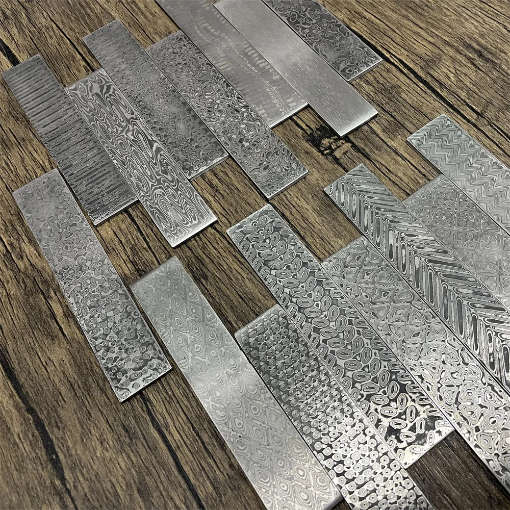 Damascus Steel Billet Patterned Steel Cutter Making Bar Embryo Forging Materials Quenched Smoothed for DIY Knives