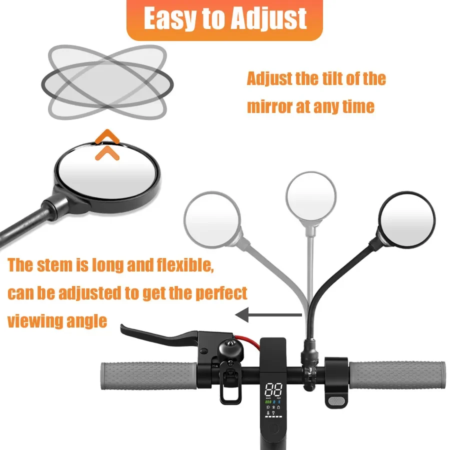 For Xiaomi M365 Pro Safety Tool Handlebar Back Eye Electric Scooter Rear View Mirrors 360° Rotatable/Adjustable Rearview Mirror image 3