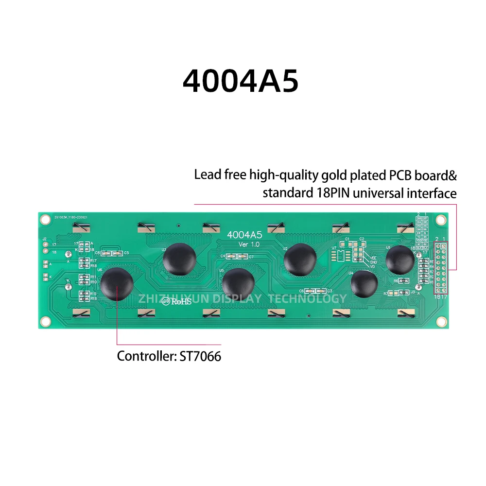 شاشة عرض وحدة LCD شخصية ، غشاء رمادي ، شبه نفاذية ، إضاءة خلفية LED STN ، وحدة تحكم HD44780 ، 4004A5 ، 5 فولت ، 40X4 ،