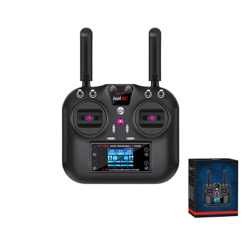 

HOTRC HT-10A Aircraft Model Remote Control 10 Ten Channels for Smart Cars, Ships, Drones, ROS Robots
