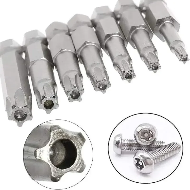 

T10 T15 T20 T25 T27 T30 T40 5 Point Torx Screwdriver Bits 50mm S2 Magnetic Star Screw Driver 1/4" Hex Shank 7Pcs/lot