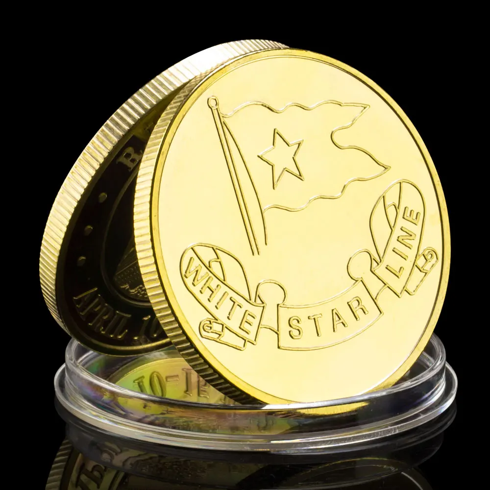 RMS Titanic April 10-15,1912 Collectible Gold Plated Souvenir Coin White Star Line Collection Creative Gift Commemorative Coin