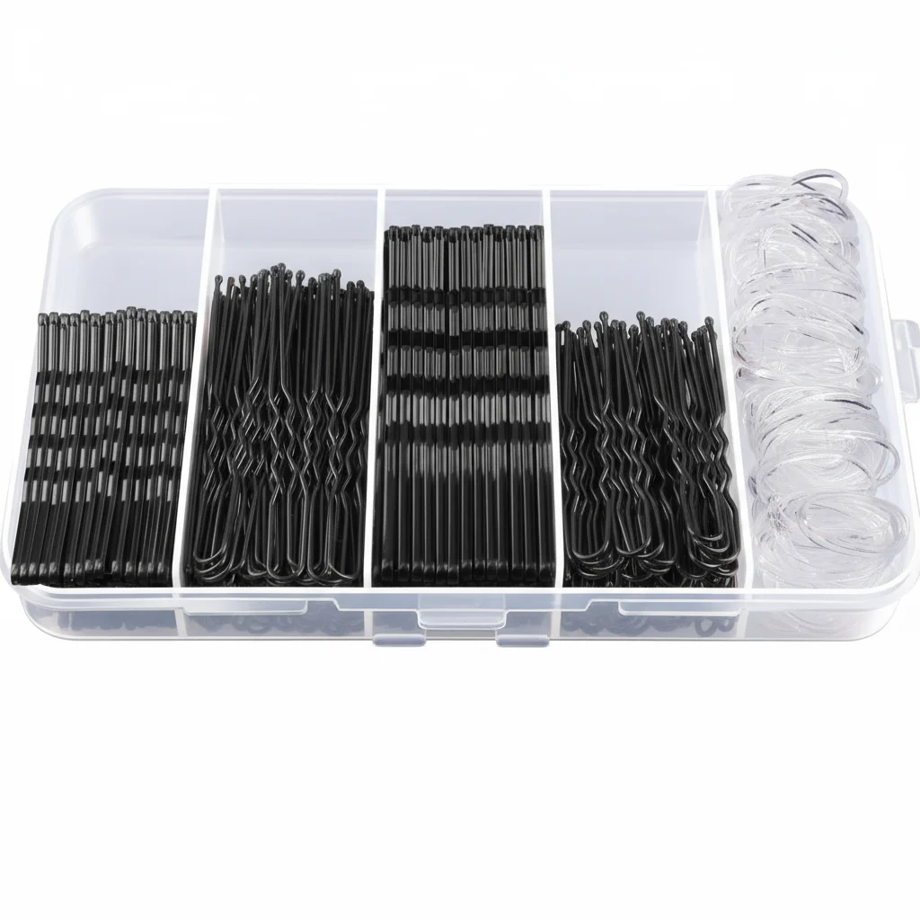 300 Stück Bobby Pins Haarnadeln Kit 100 Haarnadeln für Frauen 100 Bobby Pins 100 Haarbänder Haarnadeln für Mädchen Brötchen Haarschmuck – Detail 5