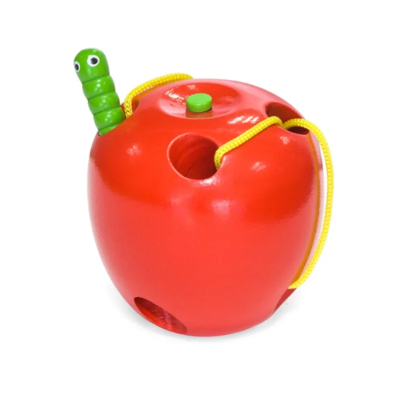 

Apple bug rope early childhood toys, threaded mouse cheese, wooden educational toys around beads