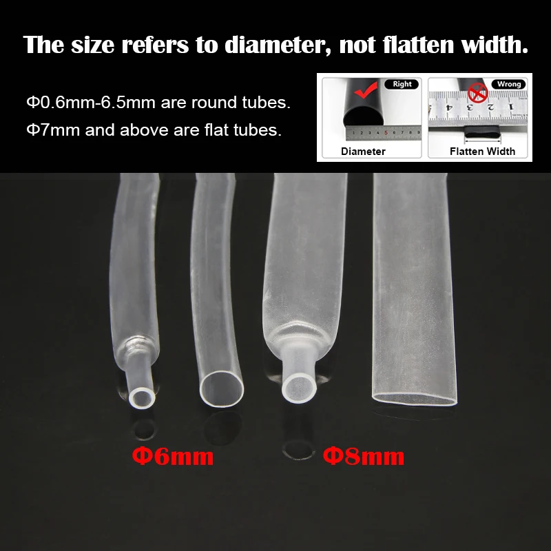 Clear 2:1 Heat Shrink Tube Dia 0.6mm ~ 80mm DIY Cable Repair Polyolefin Protector Shrinkable Tubing Insulation Case Sleeve Wrap