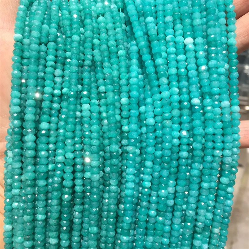 

Best Faceted 3*4MM Green Tianhe Amazonite Beads Gemstone Small Tiny DIY Natural Stone Gem Jewelry Making Bracelets Necklace