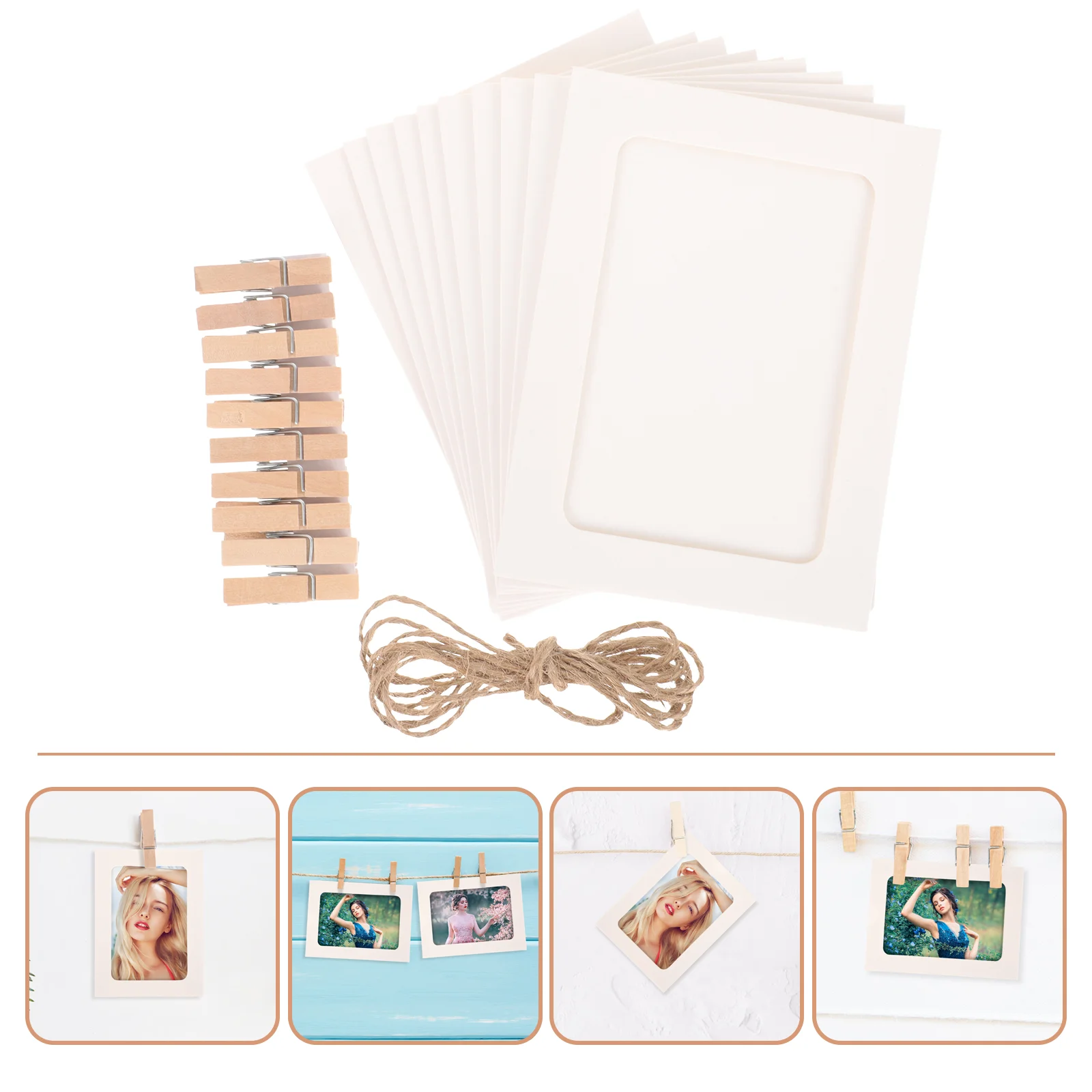 20 Pcs Photo Frame Holder for Wall Display Frames Cardboard Picture Hanging White