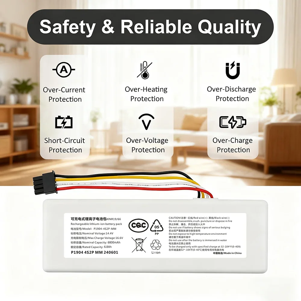 

Li-ion Replacement Battery 12800mAh 14.4V for Xiaomi Mijia 1C Dreame MC1808 STYTJ01ZHM XM2000021 Cordless Vacuum