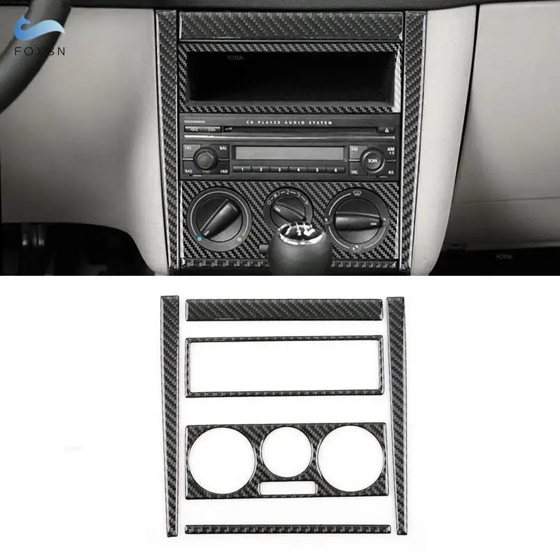 For VW Golf 4 Jetta Bora MK4 R32 GTI 1999-2004 Car Carbon Fiber Center AC CD Air Condition Outlet Radio Panel Frame Cover Trim