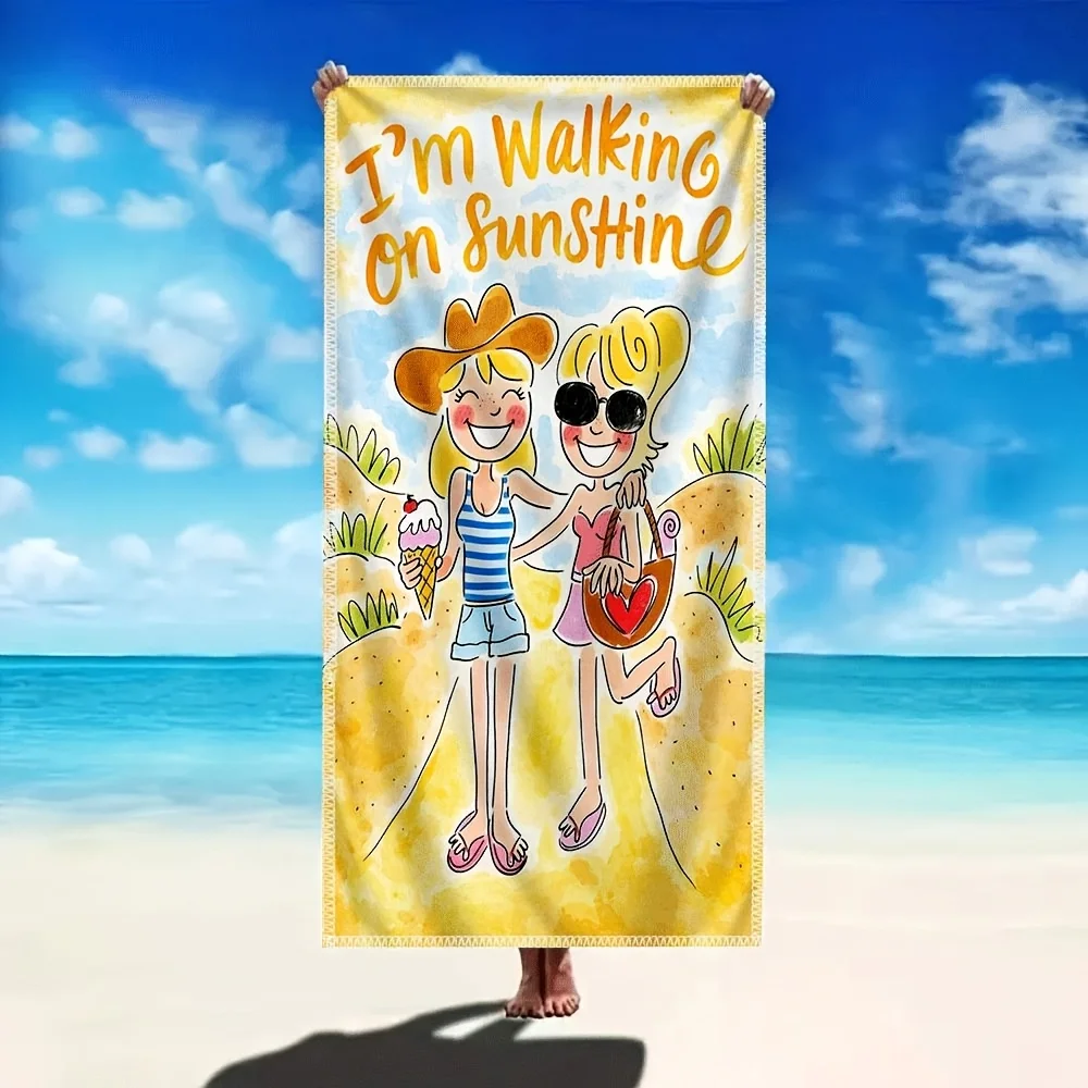 1pc Amsterdam Style Beach Bath Towel Soft Cloth Material Exquisitely Printed with A Creative and Fashionable Design Sisters
